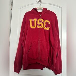 90s vintage USC Trojan Red Embroidered Zip Up Hoodie size XL preppy academia